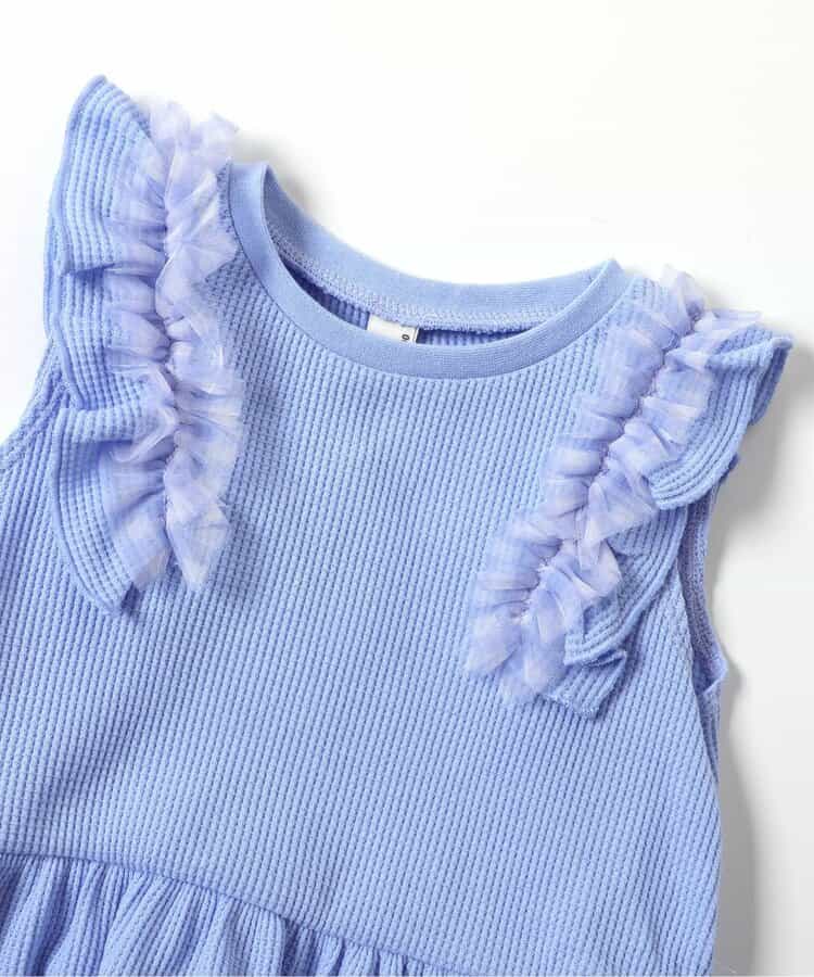 日本童裝 apres les cours 華夫格荷葉邊薄紗上衣 80-140cm 女童款 夏季 TOPS