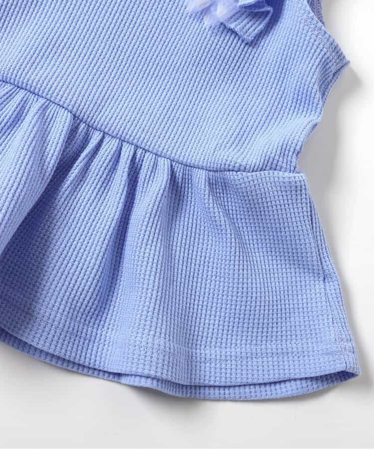 日本童裝 apres les cours 華夫格荷葉邊薄紗上衣 80-140cm 女童款 夏季 TOPS