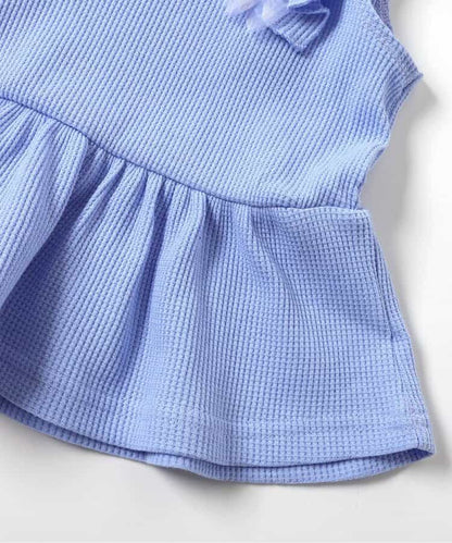 日本童裝 apres les cours 華夫格荷葉邊薄紗上衣 80-140cm 女童款 夏季 TOPS