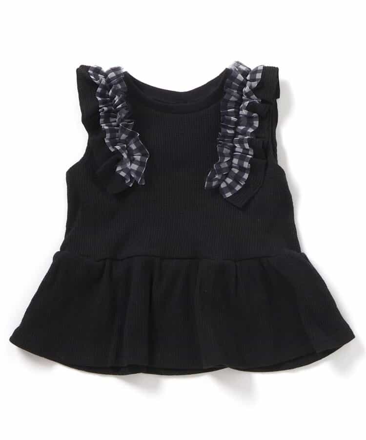 日本童裝 apres les cours 華夫格荷葉邊薄紗上衣 80-140cm 女童款 夏季 TOPS