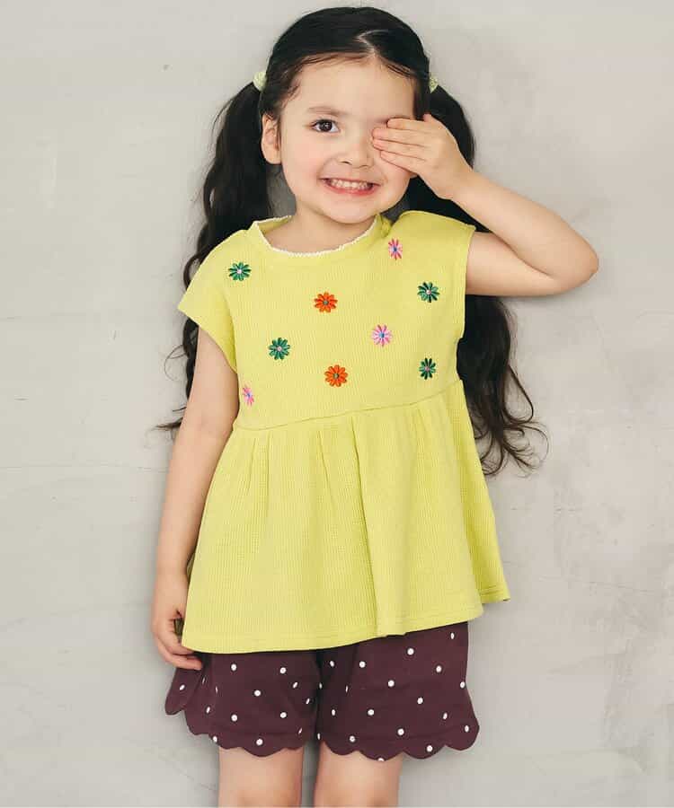 日本童裝 apres les cours 刺繡荷葉邊上衣 80-140cm 女童款 夏季 TOPS