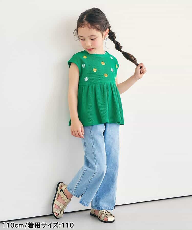 日本童裝 apres les cours 刺繡荷葉邊上衣 80-140cm 女童款 夏季 TOPS