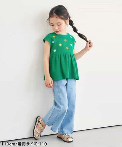 日本童裝 apres les cours 刺繡荷葉邊上衣 80-140cm 女童款 夏季 TOPS