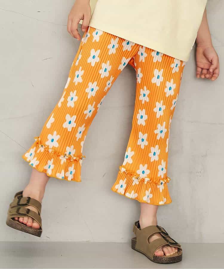 日本童裝 apres les cours 吸水速乾 印花皺褶九分褲 80-140cm 女童款 夏季 TOPS