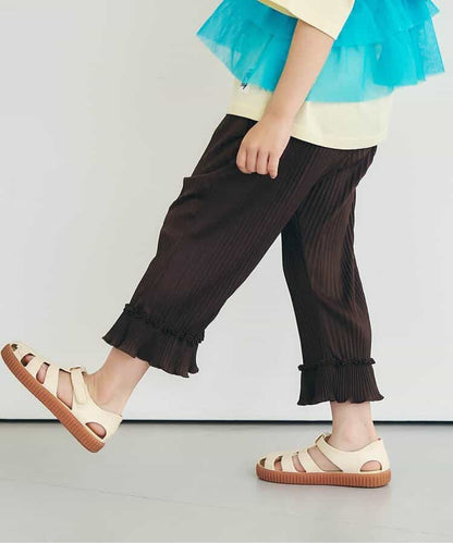 日本童裝 apres les cours 吸水速乾 印花皺褶九分褲 80-140cm 女童款 夏季 TOPS