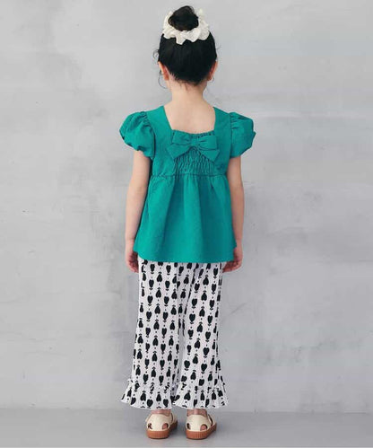 日本童裝 apres les cours 吸水速乾 印花皺褶九分褲 80-140cm 女童款 夏季 TOPS