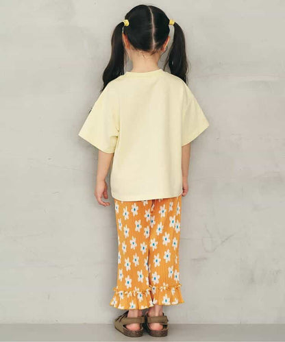 日本童裝 apres les cours 吸水速乾 印花皺褶九分褲 80-140cm 女童款 夏季 TOPS