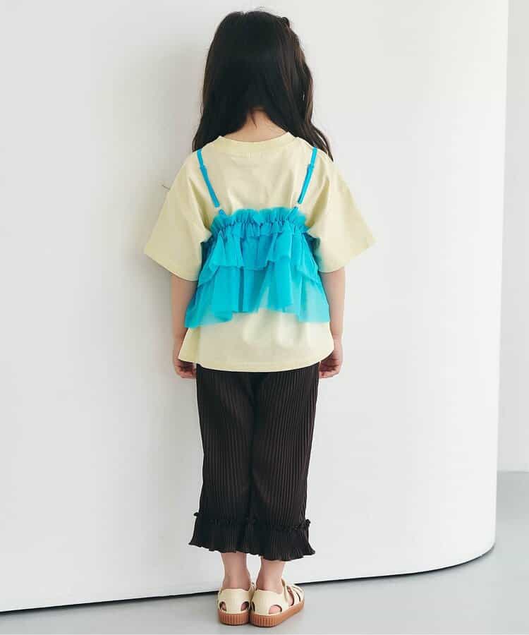日本童裝 apres les cours 吸水速乾 印花皺褶九分褲 80-140cm 女童款 夏季 TOPS