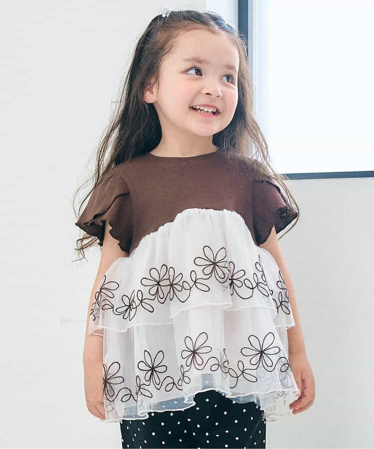 日本童裝 apres les cours 薄紗刺繡上衣 80-140cm 女童款 夏季 TOPS