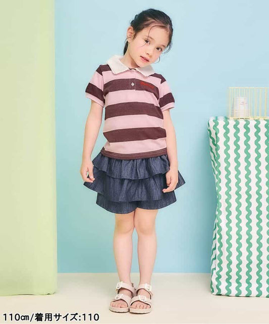 日本童裝 apres les cours 接觸冷感 polo蕾絲領上衣 80-140cm 女童款 夏季 TOPS