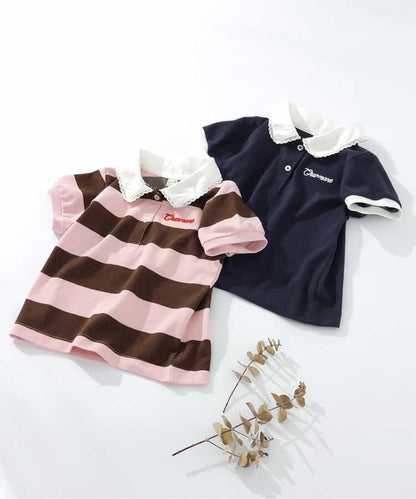 日本童裝 apres les cours 接觸冷感 polo蕾絲領上衣 80-140cm 女童款 夏季 TOPS