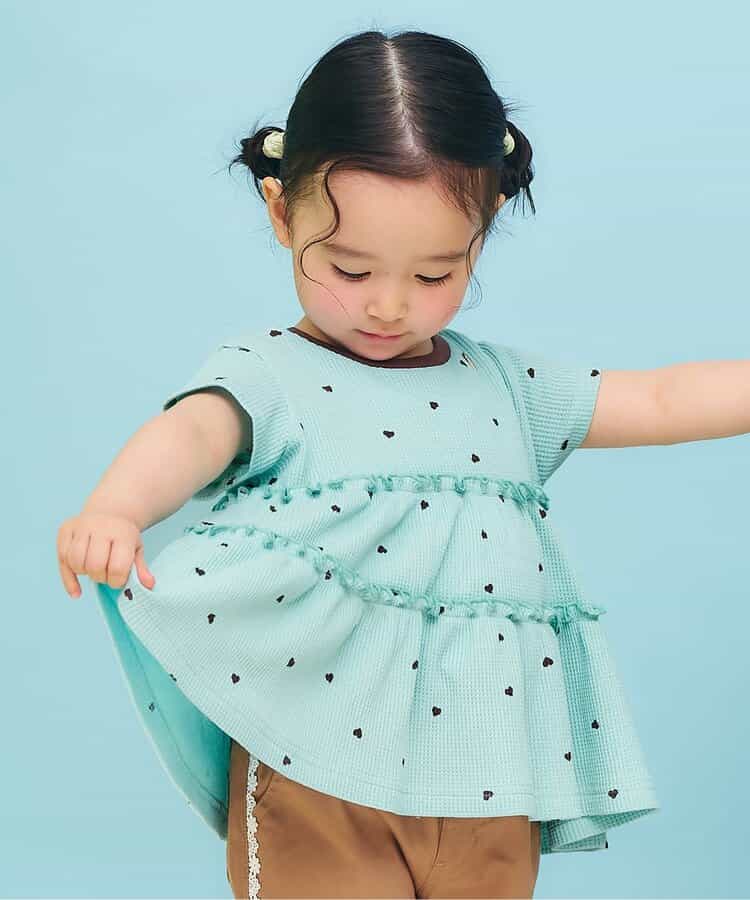 日本童裝 apres les cours 防UV 華夫格上衣 80-140cm 女童款 夏季 TOPS