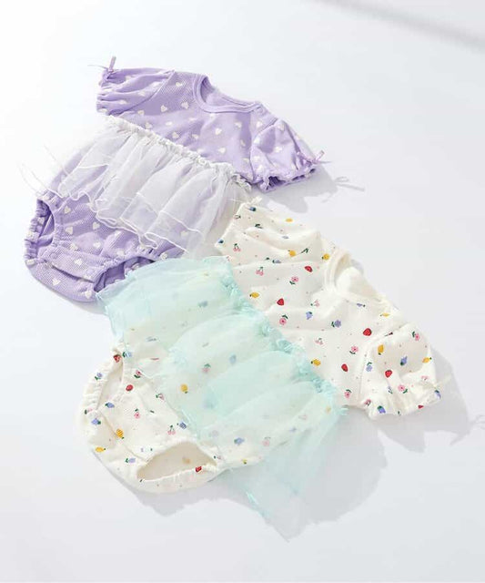 日本童裝 apres les cours 接觸冷感 薄紗褶邊連衣 70-80cm 女童款 夏季 Jumpsuit