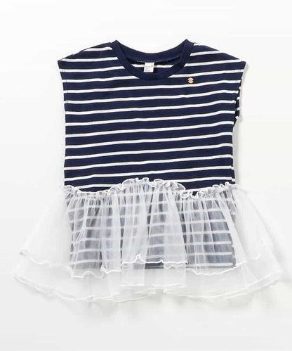 日本童裝 apres les cours 荷葉邊拼紗上衣 80-140cm 男童款/女童款 夏季 TOPS