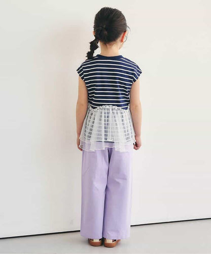 日本童裝 apres les cours 荷葉邊拼紗上衣 80-140cm 男童款/女童款 夏季 TOPS