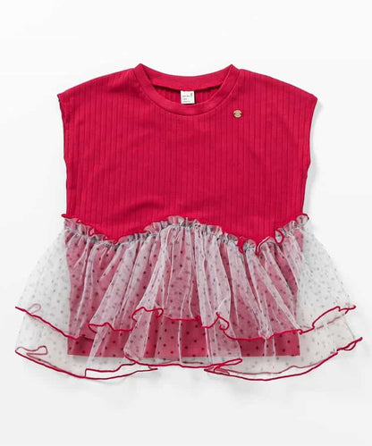 日本童裝 apres les cours 荷葉邊拼紗上衣 80-140cm 男童款/女童款 夏季 TOPS
