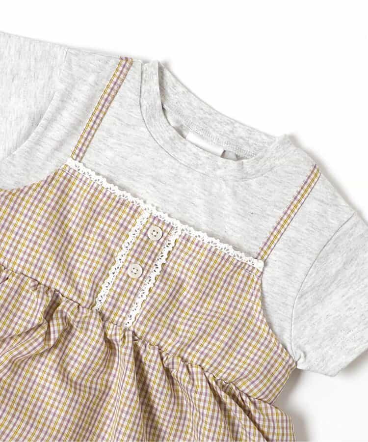 日本童裝 BREEZE 假兩件格仔上衣 80-140cm 女童款 夏季 TOPS