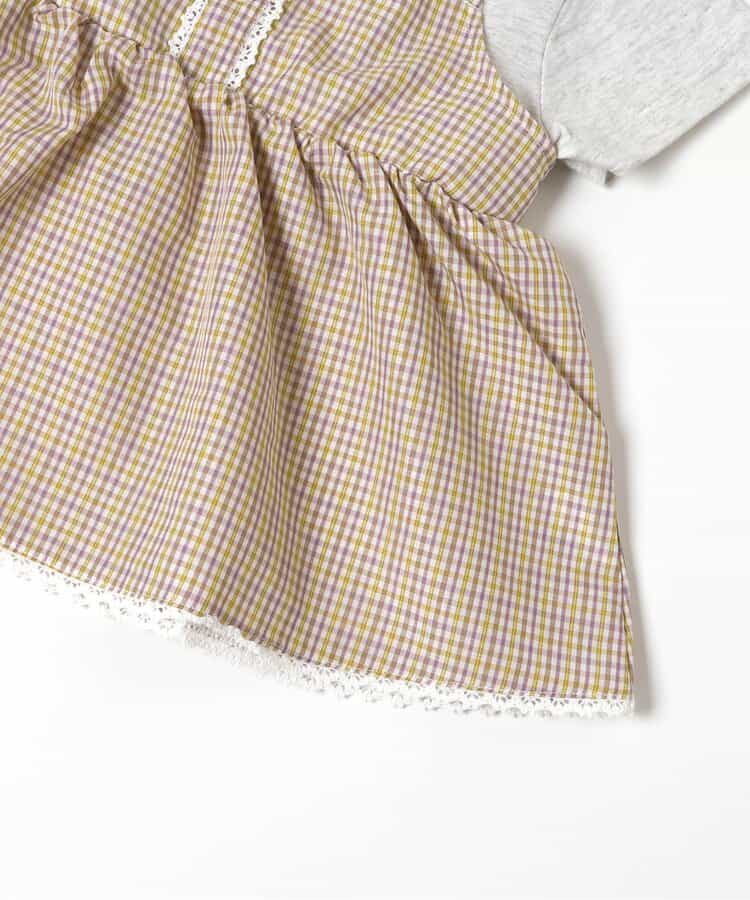 日本童裝 BREEZE 假兩件格仔上衣 80-140cm 女童款 夏季 TOPS