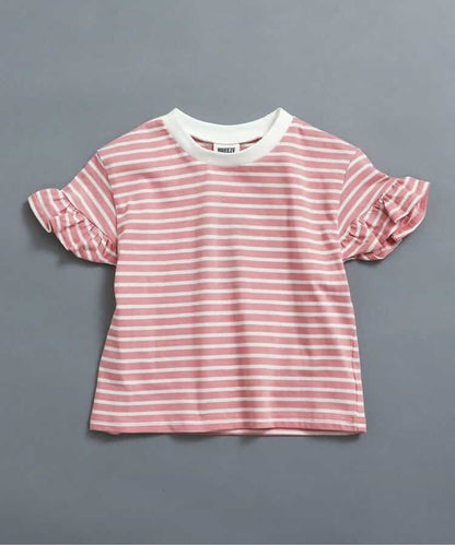 日本童裝 BREEZE 荷葉邊袖條紋上衣 90-140cm 女童款 夏季 TOPS