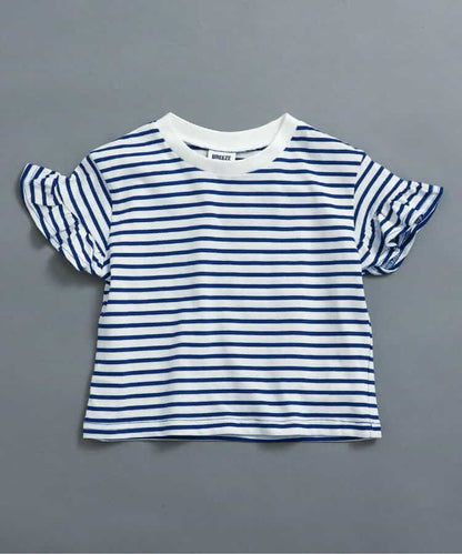 日本童裝 BREEZE 荷葉邊袖條紋上衣 90-140cm 女童款 夏季 TOPS