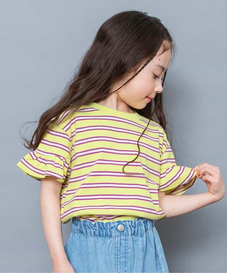 日本童裝 BREEZE 荷葉邊袖條紋上衣 90-140cm 女童款 夏季 TOPS