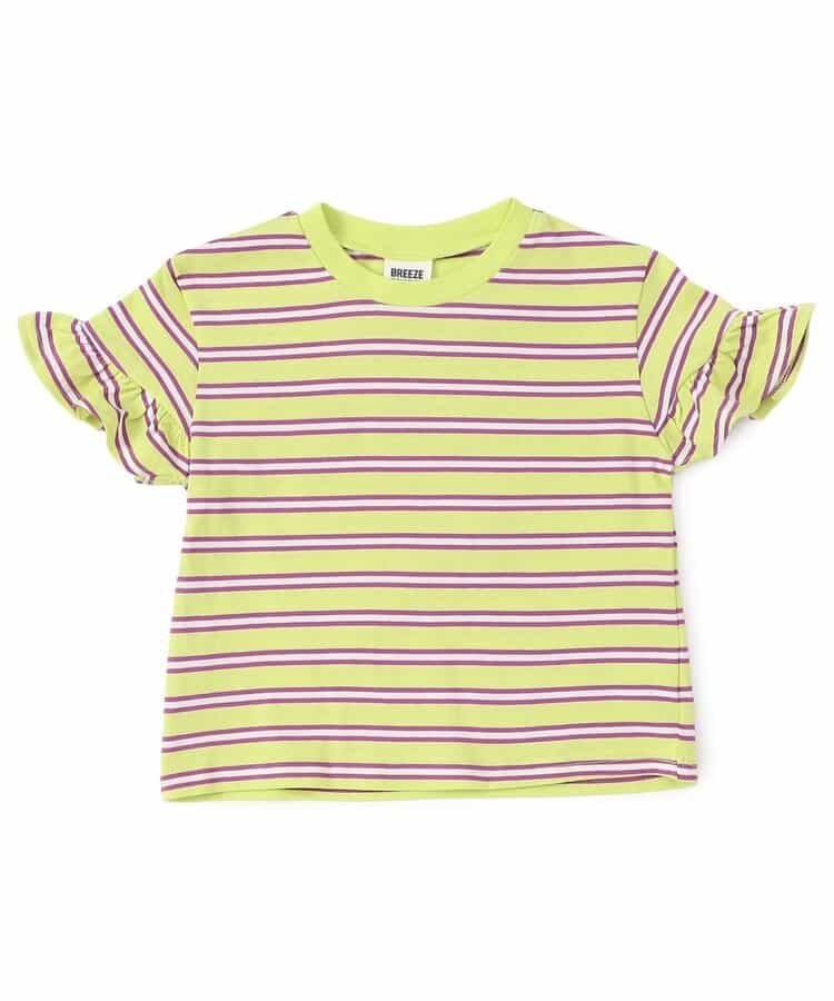 日本童裝 BREEZE 荷葉邊袖條紋上衣 90-140cm 女童款 夏季 TOPS