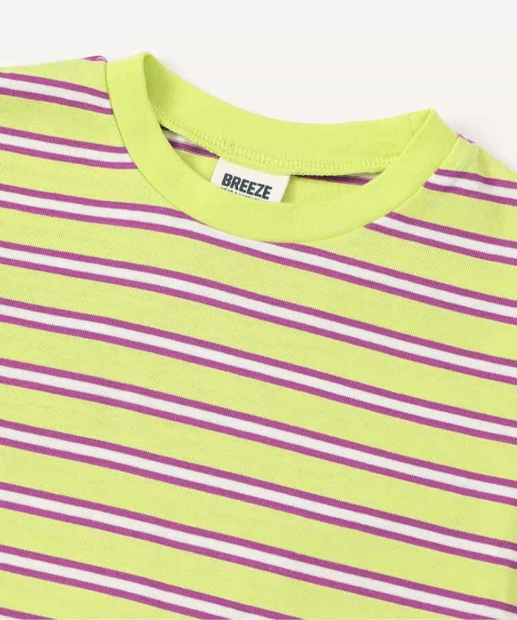 日本童裝 BREEZE 荷葉邊袖條紋上衣 90-140cm 女童款 夏季 TOPS