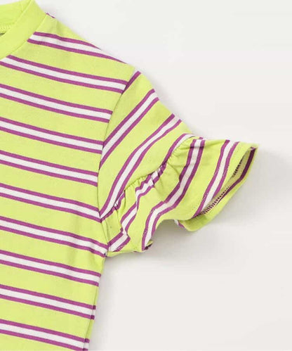 日本童裝 BREEZE 荷葉邊袖條紋上衣 90-140cm 女童款 夏季 TOPS