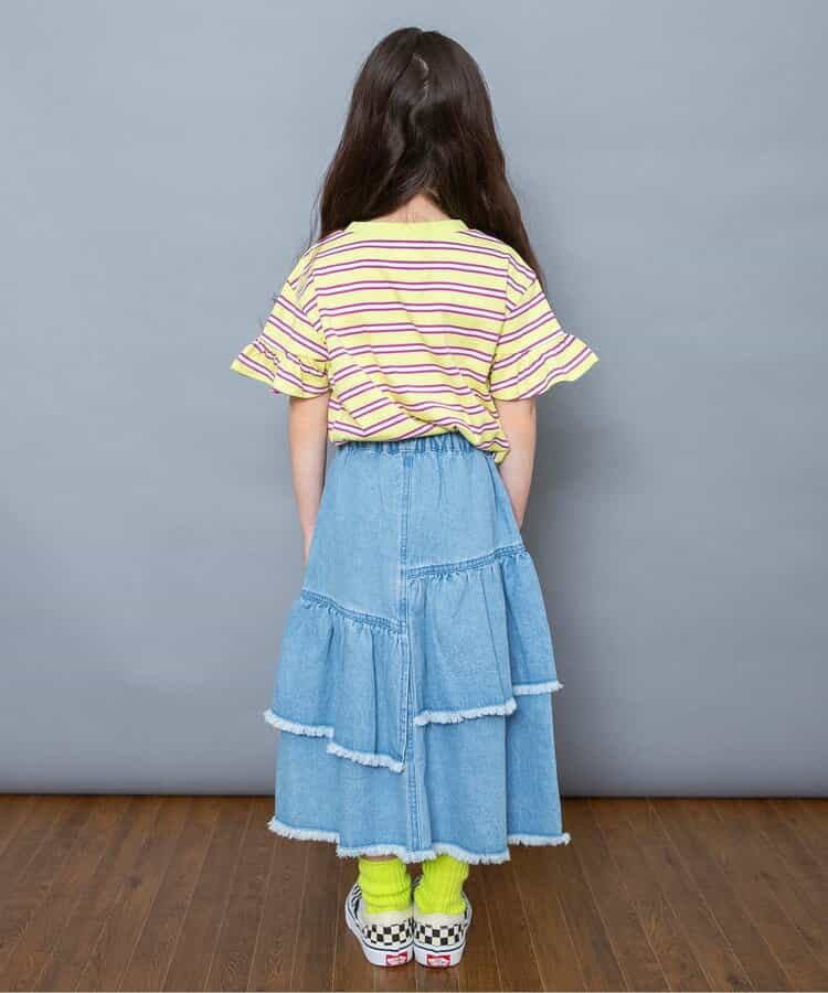 日本童裝 BREEZE 荷葉邊袖條紋上衣 90-140cm 女童款 夏季 TOPS