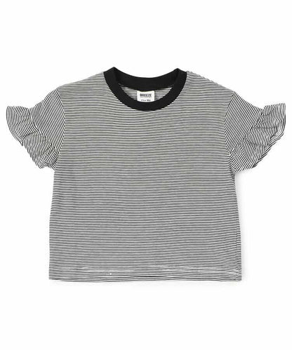 日本童裝 BREEZE 荷葉邊袖條紋上衣 90-140cm 女童款 夏季 TOPS