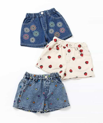 日本童裝 BREEZE 刺繡牛仔短褲 80-140cm 女童款 夏季 PANTS