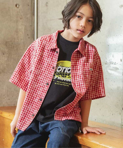 日本童裝 BREEZE 印花格紋襯衫 90-160cm 男童款 夏季 TOPS