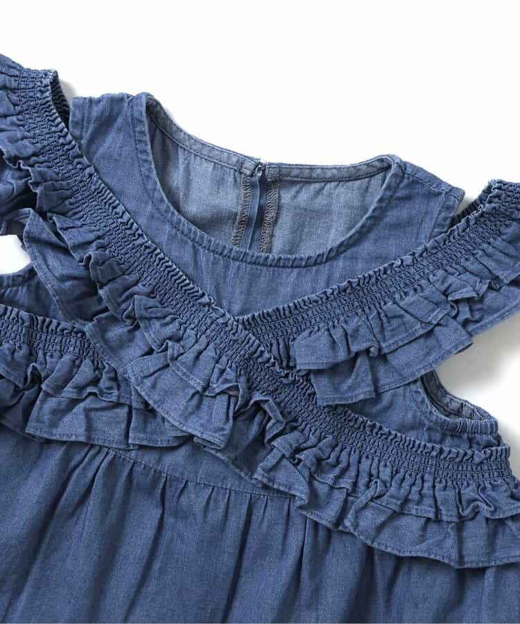 日本童裝 BREEZE 牛仔褶邊上衣 80-140cm 女童款 夏季 TOPS
