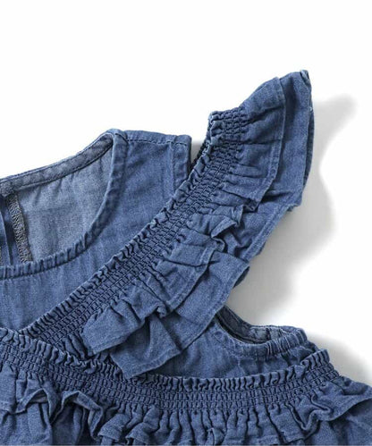 日本童裝 BREEZE 牛仔褶邊上衣 80-140cm 女童款 夏季 TOPS