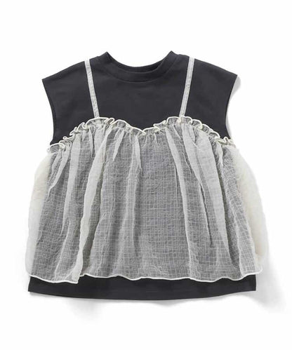 日本童裝 BREEZE 薄紗法式袖上衣 80-140cm 女童款 TOPS 夏季