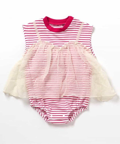 日本童裝 BREEZE 薄紗法式袖連衣 70-80cm 女童款 夏季 Jumpsuit