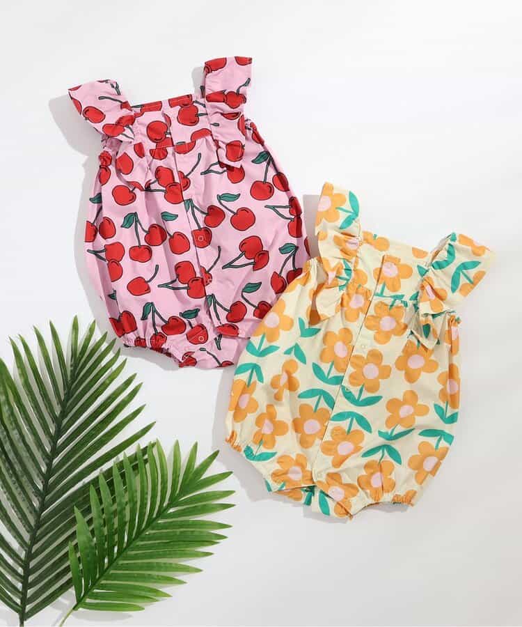 日本童裝 BREEZE 印花小飛袖連衣 70-80cm 女童款 初生嬰兒 夏季 Jumpsuit