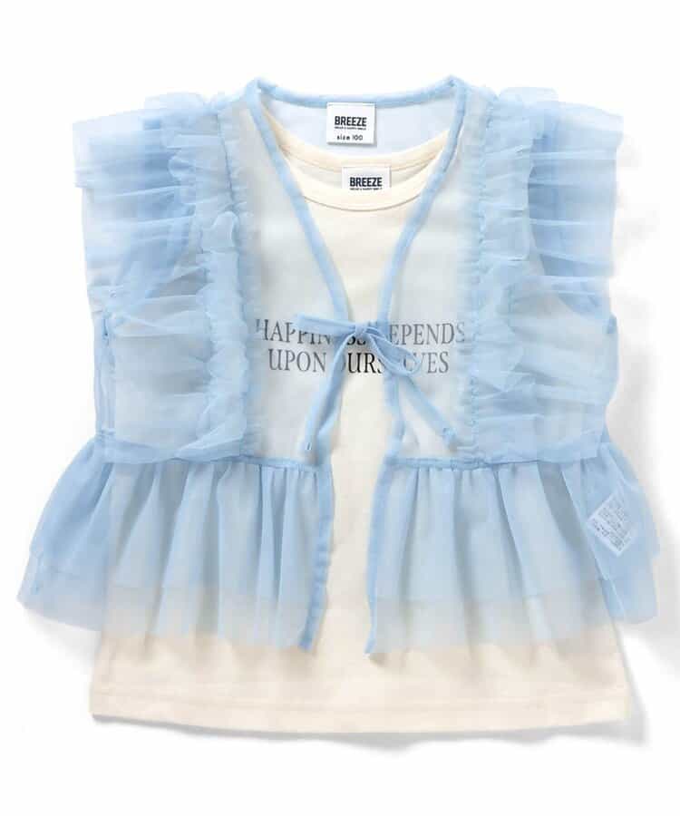 日本童裝 BREEZE 薄紗上衣背心兩件套裝 80-140cm 女童款 夏季 TOPS