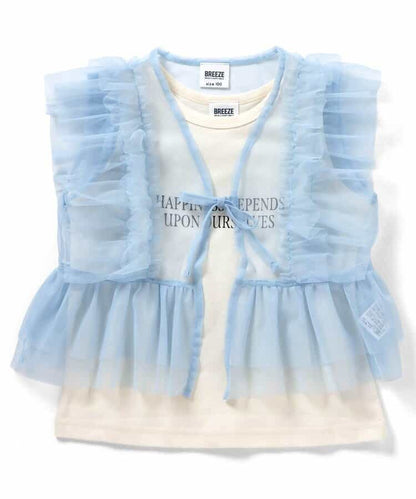 日本童裝 BREEZE 薄紗上衣背心兩件套裝 80-140cm 女童款 夏季 TOPS