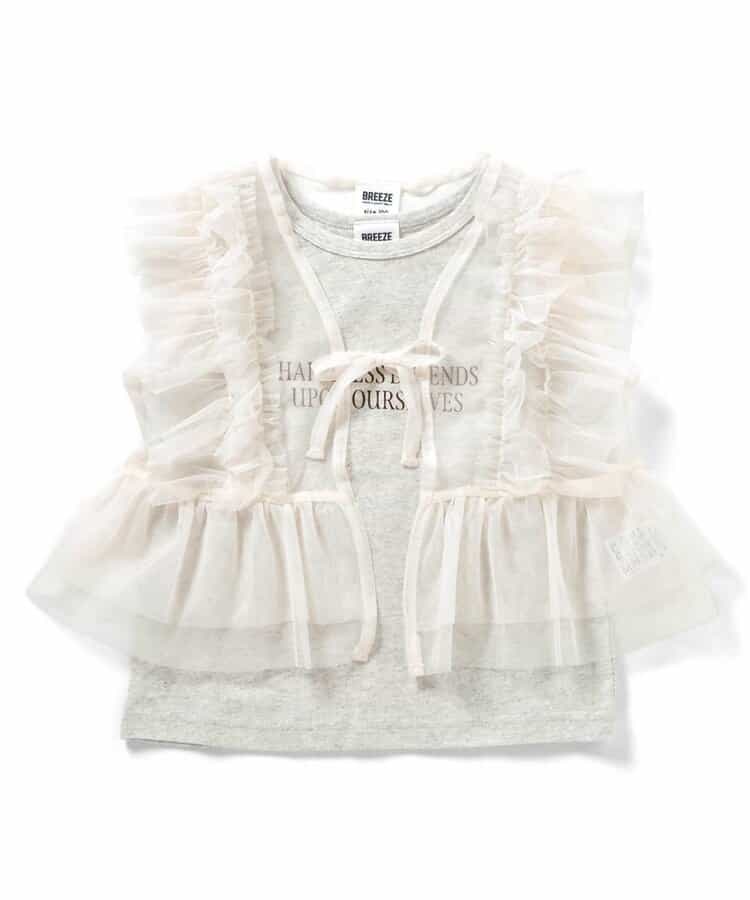 日本童裝 BREEZE 薄紗上衣背心兩件套裝 80-140cm 女童款 夏季 TOPS