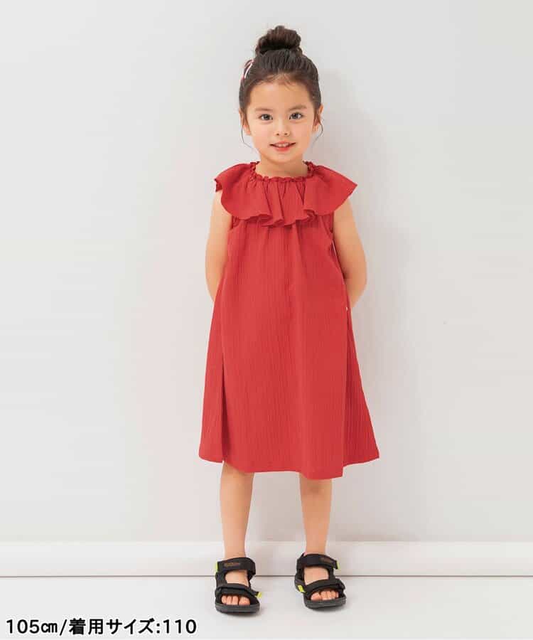 日本童裝 BREEZE 荷葉邊領連身裙 80-140cm 女童款 夏季 DRESSES