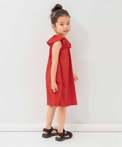 日本童裝 BREEZE 荷葉邊領連身裙 80-140cm 女童款 夏季 DRESSES
