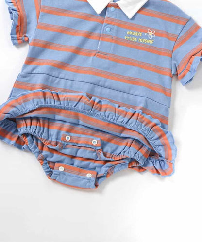 日本童裝 BREEZE polo間條連衣 70-80cm 女童款 初生嬰兒 夏季 Jumpsuit