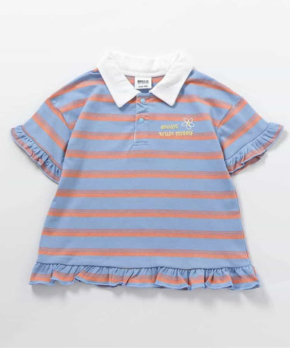 日本童裝 BREEZE polo花邊間條上衣 80-140cm 女童款 夏季 TOPS