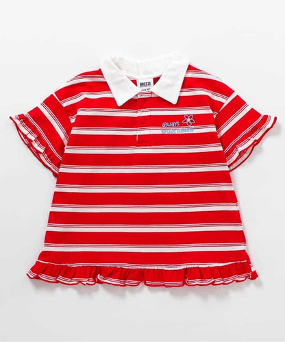 日本童裝 BREEZE polo花邊間條上衣 80-140cm 女童款 夏季 TOPS