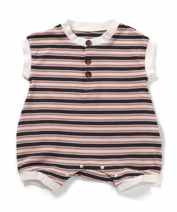 日本童裝 BREEZE 法式袖間條連衣 70-80cm 男童款 初生嬰兒 夏季 Jumpsuit