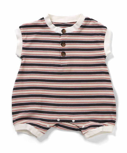 日本童裝 BREEZE 法式袖間條連衣 70-80cm 男童款 初生嬰兒 夏季 Jumpsuit