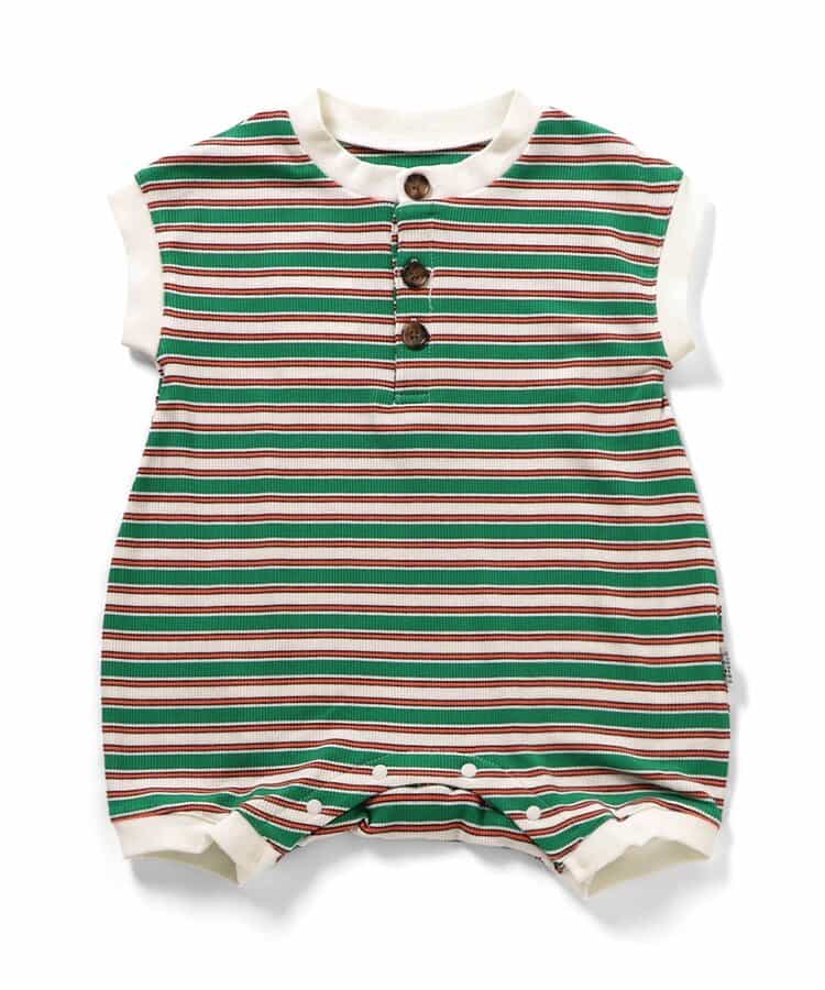 日本童裝 BREEZE 法式袖間條連衣 70-80cm 男童款 初生嬰兒 夏季 Jumpsuit