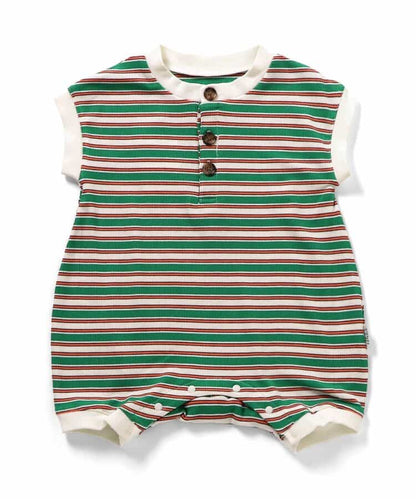 日本童裝 BREEZE 法式袖間條連衣 70-80cm 男童款 初生嬰兒 夏季 Jumpsuit