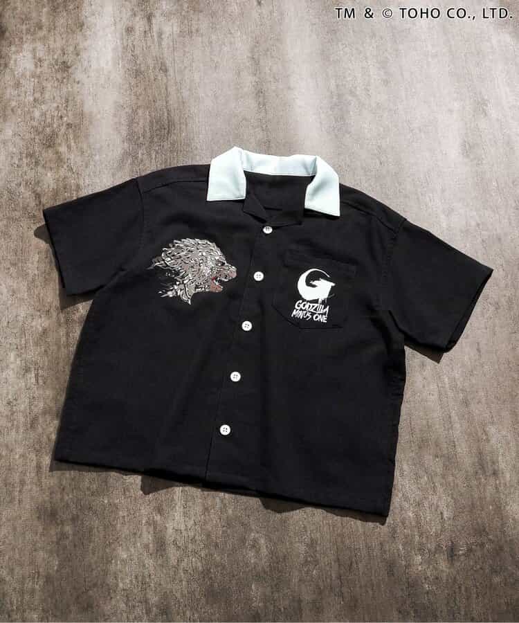 日本童裝 BREEZE x GODZILLA 哥斯拉刺繡襯衫 100-150cm 親子裝 男童款 夏季 TOPS